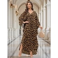 thumbnail image 4 of luopital Women Kaftan Dresses Plus Size V-Neck Batwing Sleeves Beach Cover Up Summer Floral Print Caftan Dress Leopard, 4 of 6