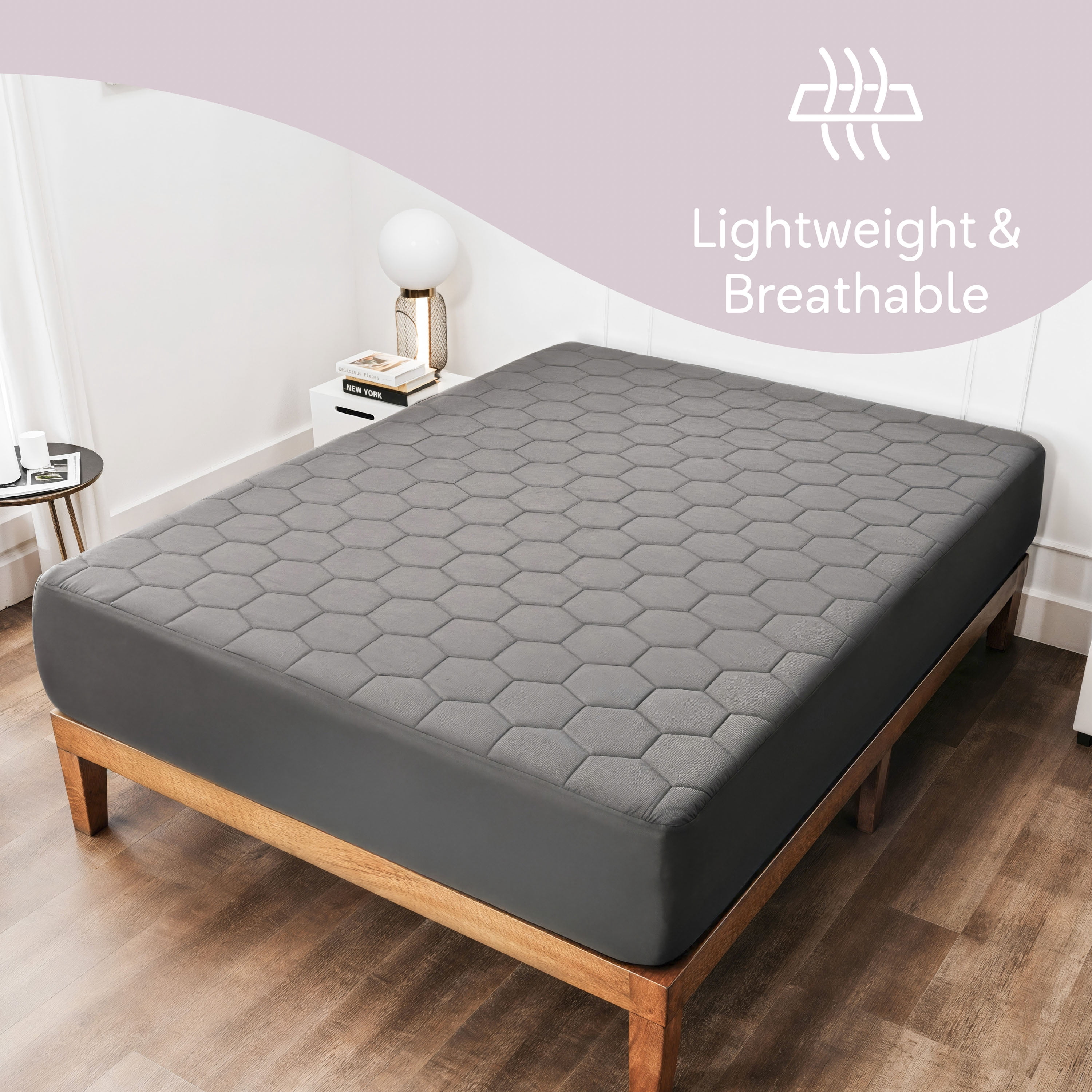 Lammaloe California King Size Quilted Fitted Mattress Pad Cover, 100% Waterproof Mattress Protectors, Deep Pocket Fitted Mattress Cover 8" - 21" (72" x 84", Gray)