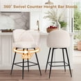 thumbnail image 5 of JULY'S SONG Counter Height Bar Stools with Back Sets of 2, 360°Swivel Upholstered Barstools with Metal Legs, 27" Seat Height Bar Stool for Kitchen Island, Beige, 5 of 9