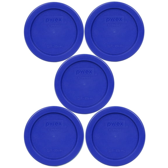 Pyrex 7202-PC Cadet Blue Round Plastic Food Storage Replacement Lid Cover (5-Pack)