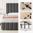 thumbnail image 4 of Gris tamaño completo-size linen forrado platform marco de cama con 4 almacenamiento cajones y adjustable cabecero, de madera slats support, no box spring required, 4 of 7