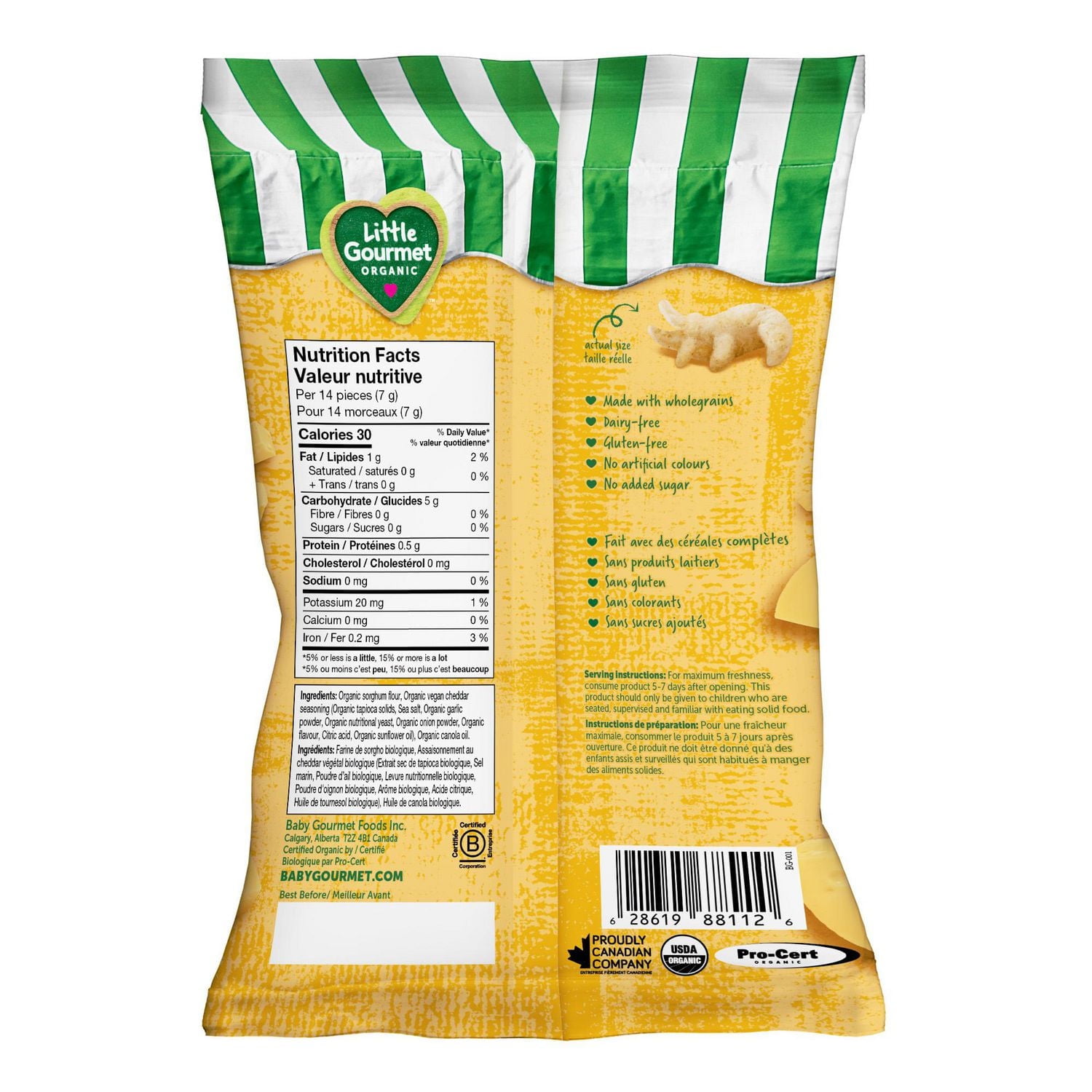 Little Gourmet Crunchy Crocs Plant-based Cheddar Organic Toddler Snack, Puffed wholegrain snacks