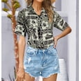 thumbnail image 4 of HAPPY BAY Hawaiian Shirts Womens Floral Summer Beach Party Blouse Shirt Dressy Blouses Short Sleeve Tropical Vacation Casual Dress Shirts T Shirts for Women S Aloha, Black, 4 of 5