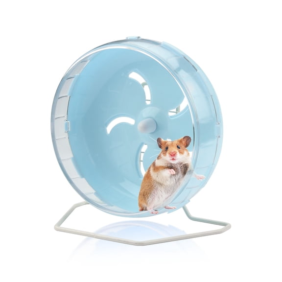 Blue 8.4" Silent Hamster Wheel with Height-Adjustable Stand, Quiet Spinning Hamster Exercise Wheels, Small Animal Chinchilla Running Toys Cage Accessories for Gerbils Mice Rats