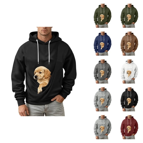 Men Women Pet Pouch Hoodie Fall Winter Long Sleeve Loose Casual Hooded Sweatshirt Pullover Tops Dog Cat Carrier Hoodie