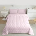 thumbnail image 3 of Homewish Chic Buffalo Plaid Bedding Comforter Set for Adult, Pink Stripes Ombre Twin Comforter Sets, Ribbon Bowknot Reversible Bedding Set, Luxury Bedroom Decor, 2pcs, 3 of 9