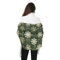 thumbnail image 4 of FORMRS Womens Scarf Winter Soft Long Big Warm Shawls Wrap Tassel Scarves, Green Snowflakes Pattern, 4 of 9