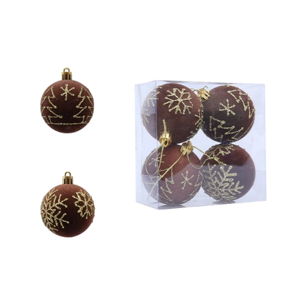 4 bolas navideñas de peluche: este juego de decoraciones incluye 4 bolas navideñas de peluche, que agregan elegancia y calidez a su decoración navideña.