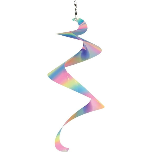 In the Breeze 9159 — 30-inch Striped Iridescent Twister Tail — Colorful Suncatcher Wind Spinner for Yards and Gardens, Humane Animal Deterrent