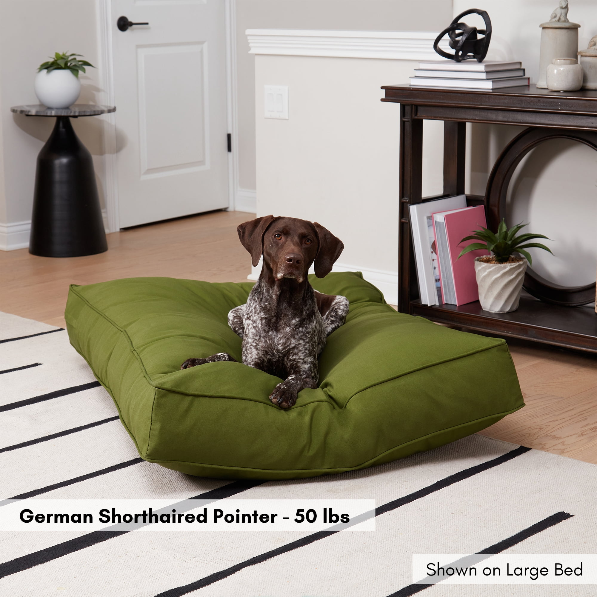 Happy Hounds Casey Indoor/Outdoor Pillow Style Dog Bed, Hunter, Large (48 x 36 in.)