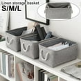 thumbnail image 5 of Baskets for Storage Fabric Baskets Rectangular Storage Small Decorative Basket Foldable Linen Storage Box Storage Bins with Sturdy Cotton Handles (1Pc 12.2"x8.2"x5.1"), 5 of 9