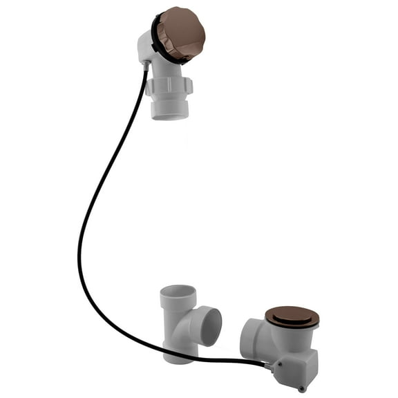 Westbrass D50P45BJ-12 45" Cable Drive Standard Bath Drain Trim Kit with Rotary Overflow Cover Knob on a Ball Joint Elbow, Pop-Up Stopper and Sch. 40 PVC Fittings, Oil Rubbed Bronze