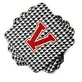 thumbnail image 2 of Letter V Monogram - Houndstooth Black Foam Coaster Set of 4, 2 of 3