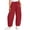 Red, variant on VEKDONE Women's Elastic Waist Wide Leg Pants Summer Cotton Drawstring Lounge Long Pants Casual Beach Vacation Baggy Palazzo Barrel Pants with Pockets Khaki L