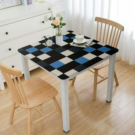 

ONETECH Checkered Pattern Square Fitted Tablecloth 100% Polyester Fiber Dining Table Cover 46*46