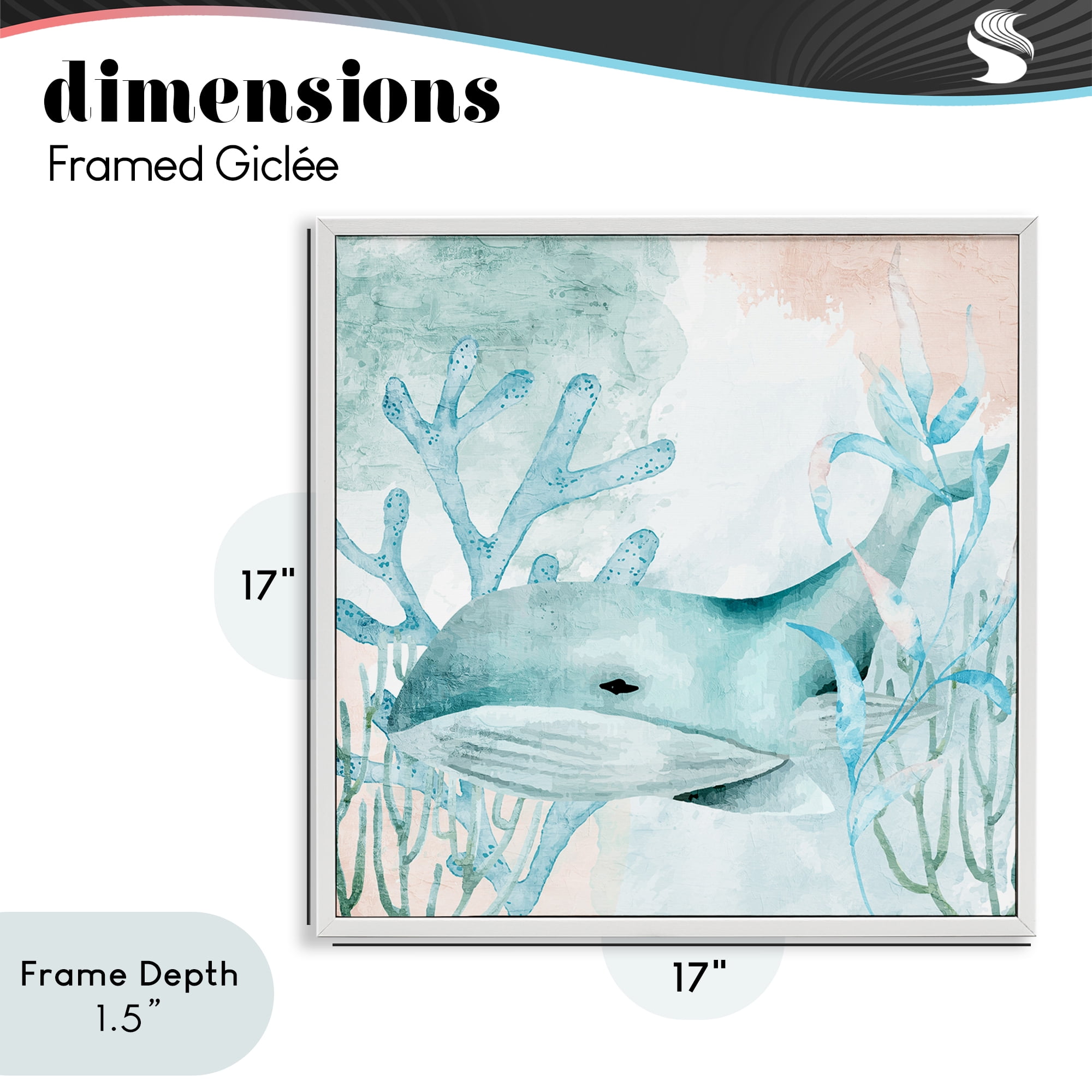 Stupell Industries Whale Sea Swim White Framed Giclee Art, design by Kim Allen