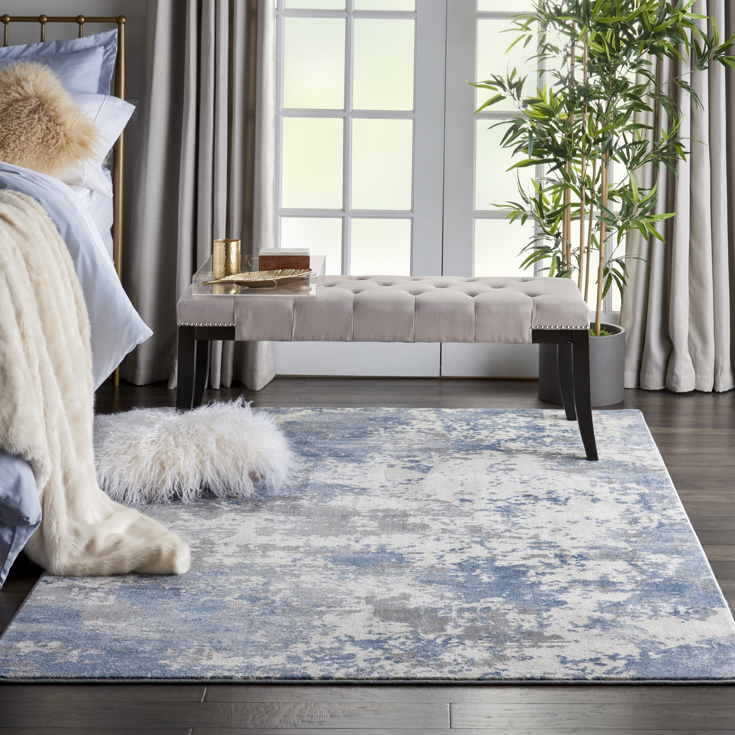 Nourison Rustic Textures Abstract Abstract Grey/Blue Area Rug Walmart