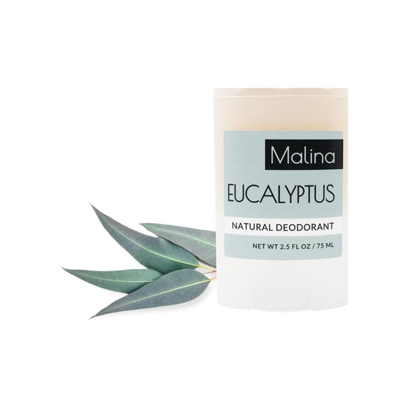 Malina Organic Aluminum-Free Eucalyptus Natural Deodorant, 2.5 fl oz | 2-pack