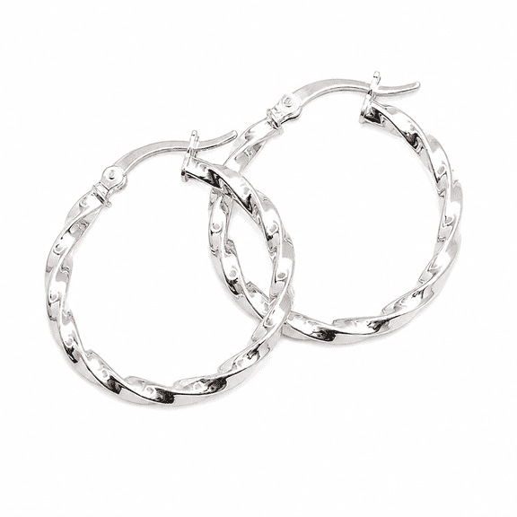 LeCalla 925 Sterling Silver Hoop Earrings High-Polished Twisted Round Click-Top Hoop Earrings for Women and Teen 30MM