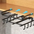 thumbnail image 3 of Kitchen Hanging Organizer Rack with Hooks Under Cupboard Paper Towel Rags Hanger Cutting Board Pot Cover Holder Storage Shelf, 3 of 4