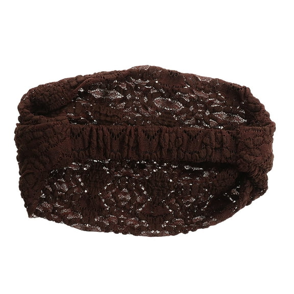 CTIRCHIU Boho Dark Brown Wide Lace Headband Elastic Fabric Hair Covering for Parties