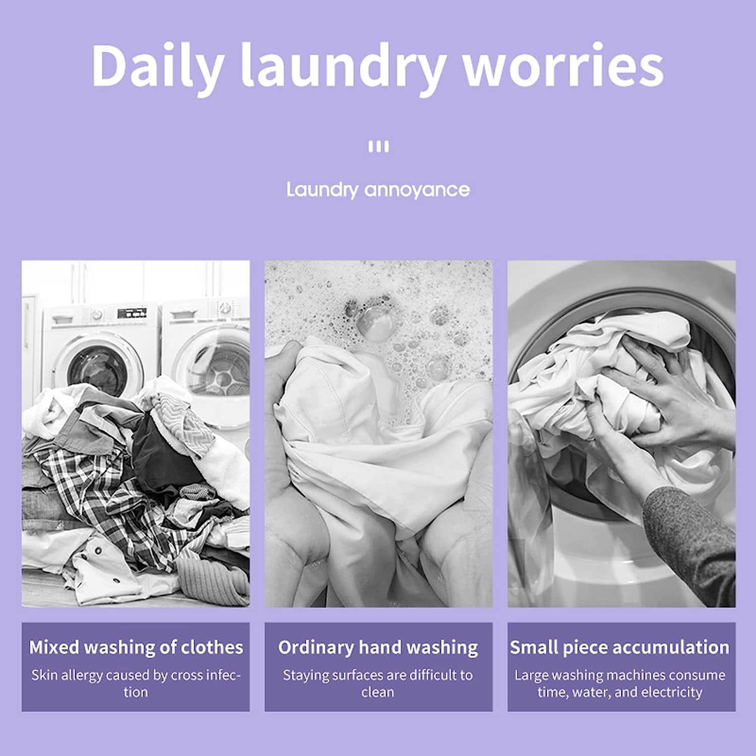 Rowsily Folding Mini Portable Washing Machine 6.5L with Blue Light And Drain Basket