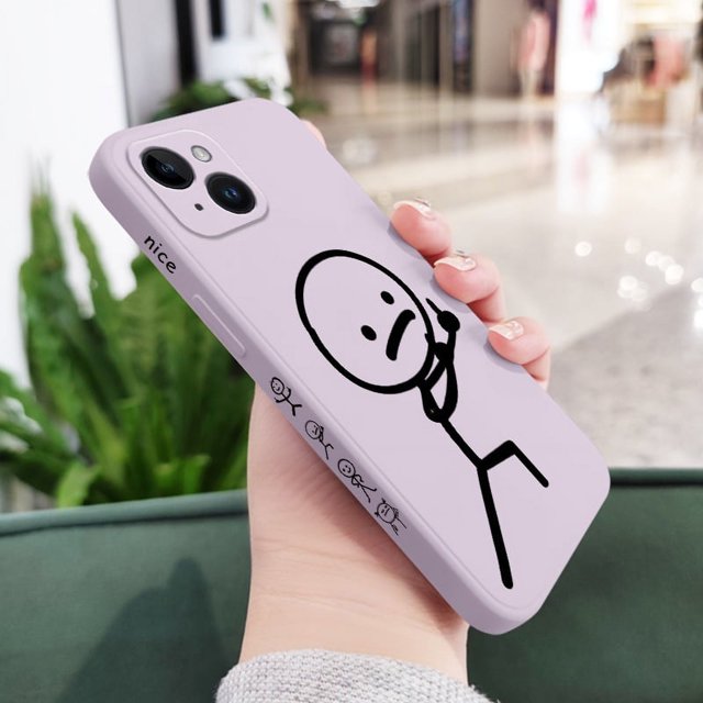 Line Man Phone Case For iPhone 16 15 14 13 12 11 Pro Max Mini X XR XS Plus Cover Light Purple 2 iPhone 12