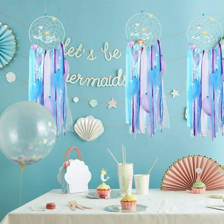 Mermaid Dream Catcher Macrame Wall Hanging Decor Handmade Blue Gifts For Girls Kids Nursery Bedroom Under The Sea Home Birthday Party Supplies 8 X 28 Inches Canada - Mermaid Home Decor