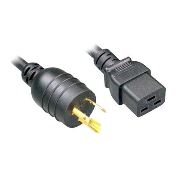 Nippon Labs L6-20P / C19 High Voltage / High Current Power Cord, NEMA L6-20P to IEC-60320-C19, SJT, 12 AWG., 20A, 250V, Black 8 ft. Power Cable