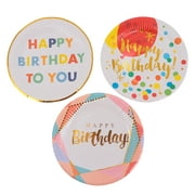 Etereauty 30Pcs  Birthday Party Cake Dessert Serving Plates Color Printing Round Plates