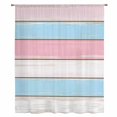 thumbnail image 2 of Pink Blue Wood Grain Sheer Curtains 45 Inches Long, Modern Colorful Striped Light Filering Curtains, Breathable Simi Curtain Privacy Drapes for Kitchen Bathroom Lightweight Small Window Treatment, 2 of 9