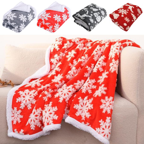 Ganfancp Manta de Navidad de Doble Capa de Invierno de Franela Gruesa Caliente Sin Muda de Pelo de Impresión Suave Manta Siesta Adecuado para Sofá Cama Camping Festival Ofertas Flash 1* Manta de Navi