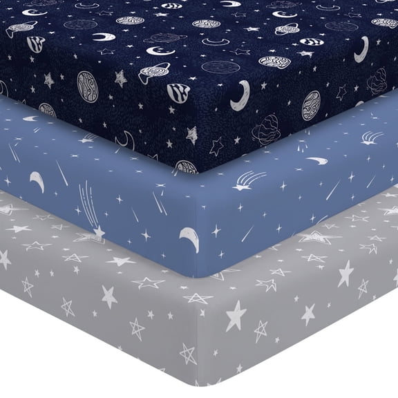 3 Pack Baby Boy Crib Sheets Toddler Bed Sheets Fitted For 52"x28" Standard Crib Mattresses