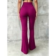 thumbnail image 2 of Women's High-Waisted Flare Pants, Front Seam Detail, Stretch Fabric, Suitable For Casual, Formal Occasions And Parties, Black, 2 of 6