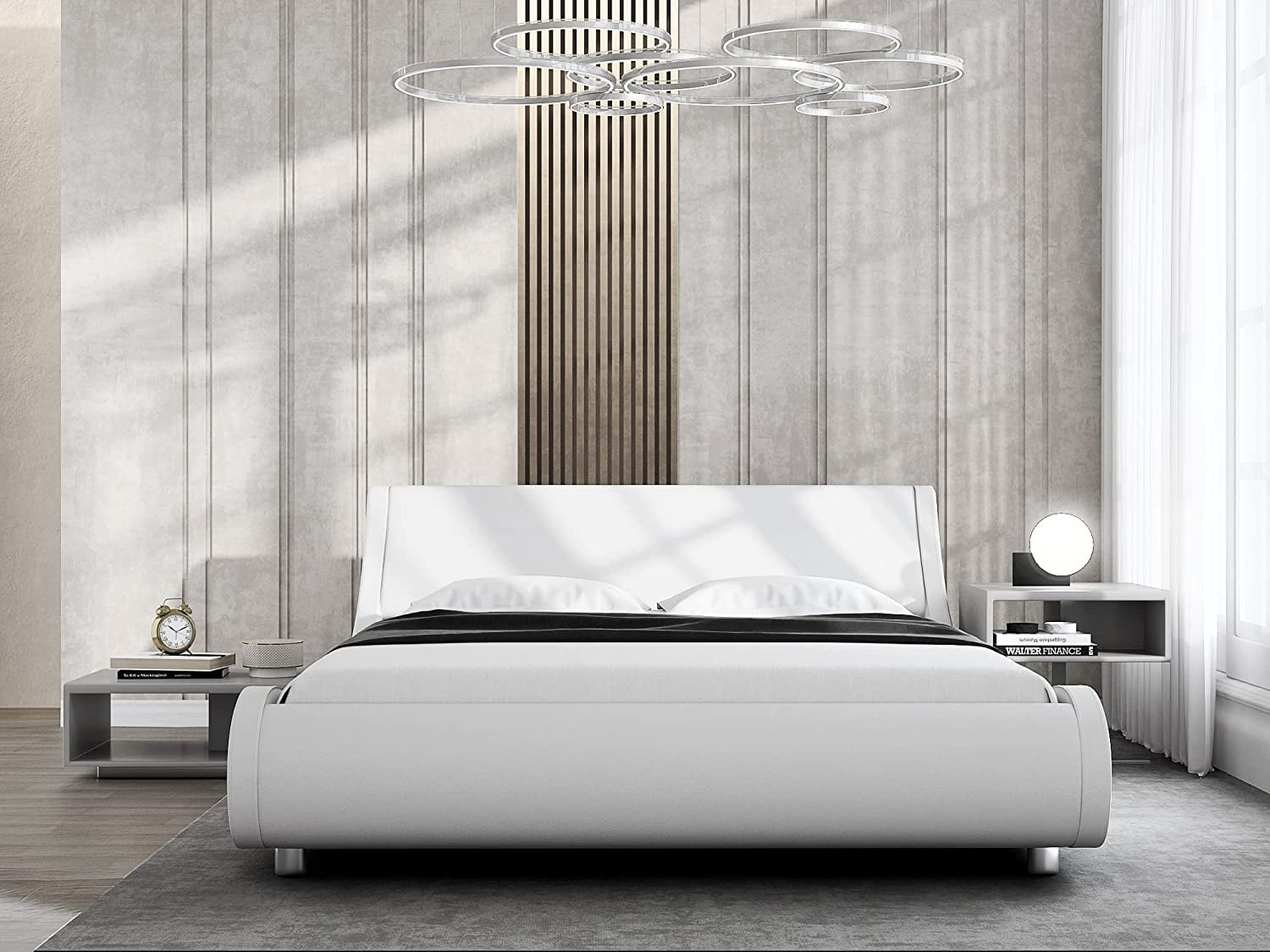 Allewie Low Profile WaveLike Queen Size Platform Bed Frame with