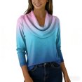 thumbnail image 4 of Women's Sweaters Cowl Neck Ribbed Cuffs Long Sleeve Womens Blouses Soft Knit Gradient Color Womens Tops Casual, 4 of 4