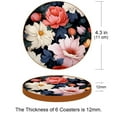 thumbnail image 3 of Fragmented Flowers Set of 6 Round Microfiber Leather Coasters, 11x11 cm/4.3x4.3 in Drink Coasters for Home and Office, Heat, Stylish Table Mats, 3 of 6