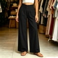 thumbnail image 3 of cocolona Womens Summer Casual Business Work Pants Elastic Waist Straight Wide Leg Pleated Pants with Pockets, 3 of 5