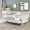 Cream White, variant on Twin Size Adjustable Bed Base, Twin Size Loft Bed with Storage Staircase and Window, With LED Light, White, White Bed Frames,Solid Wood+Mdf Platform Bed Frames