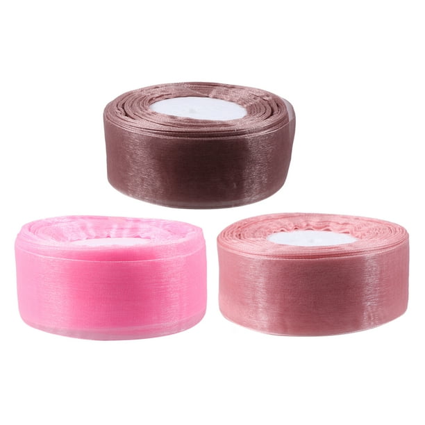 3 rollos 4 cm 45 m Cinta de organza Bodas Fiesta Festiva Decoración Regalo Embalaje Cinta Accesorios de bricolaje Decoración (Rosa, Lotus Root Pink, Cameo Brown)