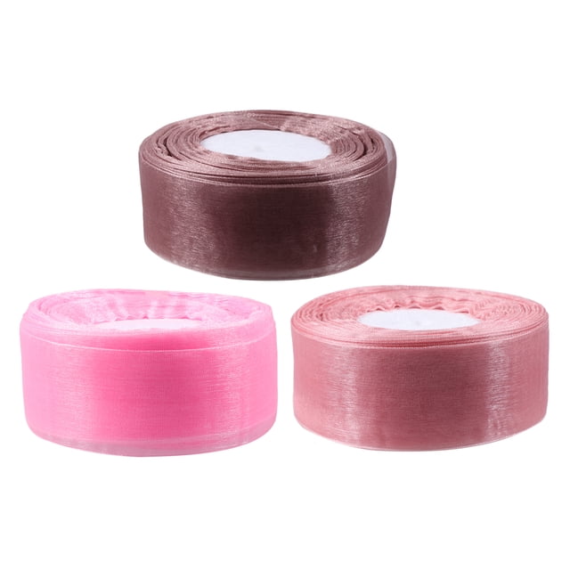 3 rollos 4 cm 45 m Cinta de organza Bodas Fiesta Festiva Decoración Regalo Embalaje Cinta Accesorios de bricolaje Decoración (Rosa, Lotus Root Pink, Cameo Brown)