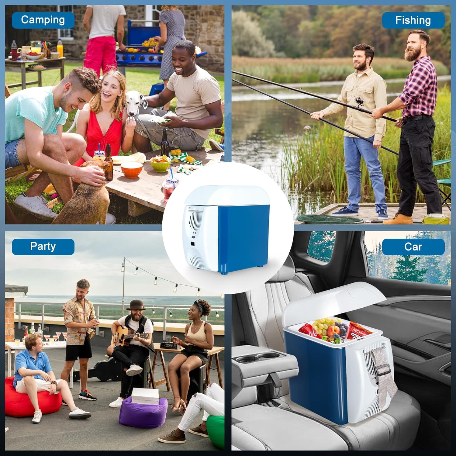 Caynel 12 Volt Car Refrigerator, 7.5L Portable Automotive Refrigerator, Mini Fridge for Camping, Travel, Truck, Home, Blue