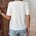 thumbnail image 5 of Womens Lace V Neck Short Sleeve Eyelet Tops Dressy Business Casual Work Shirts Blouse Solid Color Button Summer T Shirts, 5 of 5