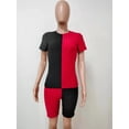 thumbnail image 6 of Akmipoem Women 2 Piece Summer Outfits Color Block Tracksuits Biker Short Sets Yoga Workout, 6 of 6
