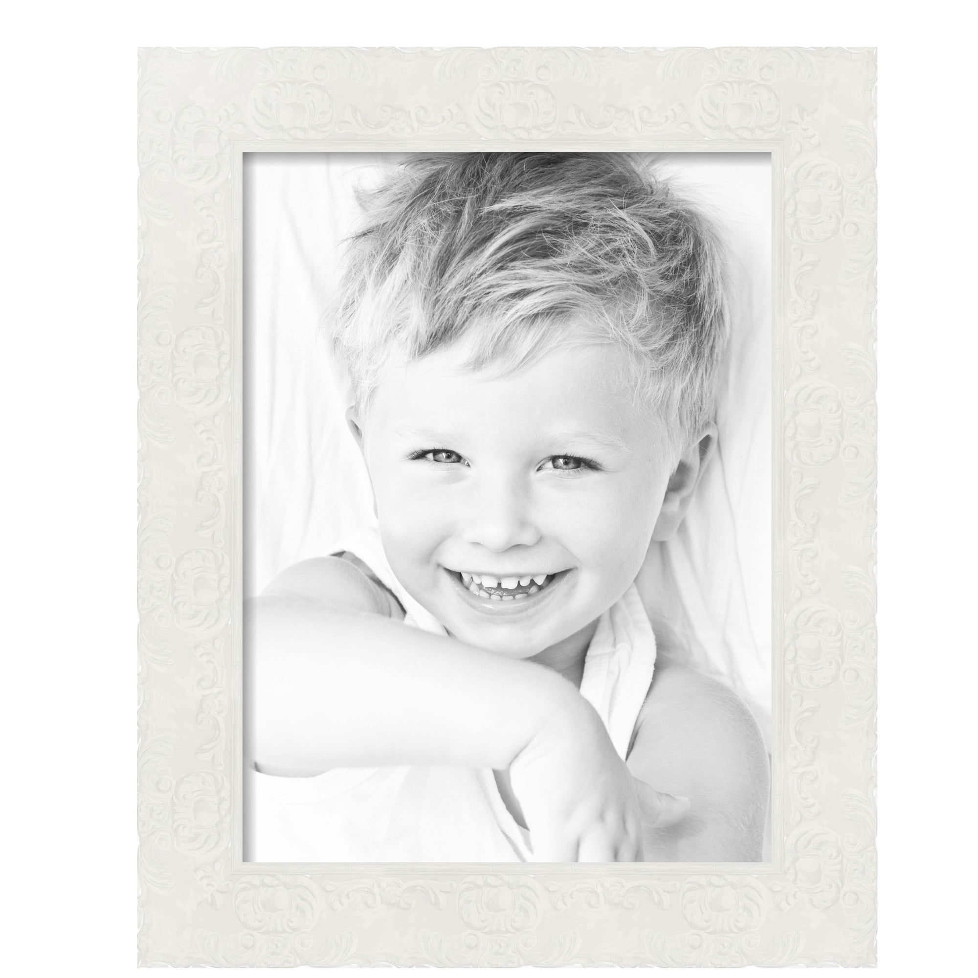 ArtToFrames 18" x 24" Avalon Pearl White Baroque Picture Frame, 18x24 inch White Wood Poster Frame (WOM-5266),  Pack
