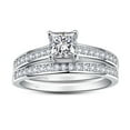 thumbnail image 2 of 925 Sterling Silver 1.35ct Princess Cut White Cubic Zirconia Bridal Ring Sets Size 5-10, 2 of 4