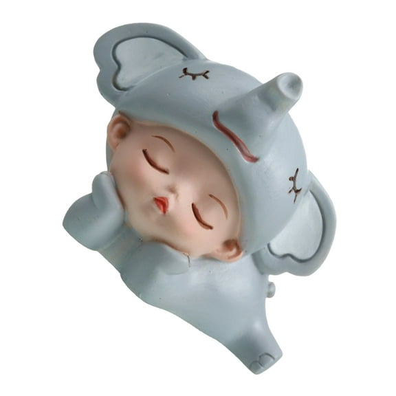 FRCOLOR  Miniature Figurine Resin Elephant Vivid Cake Ornaments Animal Party Baby Light Grey