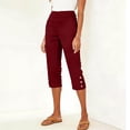 thumbnail image 5 of Hvogkswy Women Capri Pants High Waisted Solid Color Casual Straight-Leg Pants Comfy Breathable Summer Leisure Homewear Capri Pants, 5 of 8