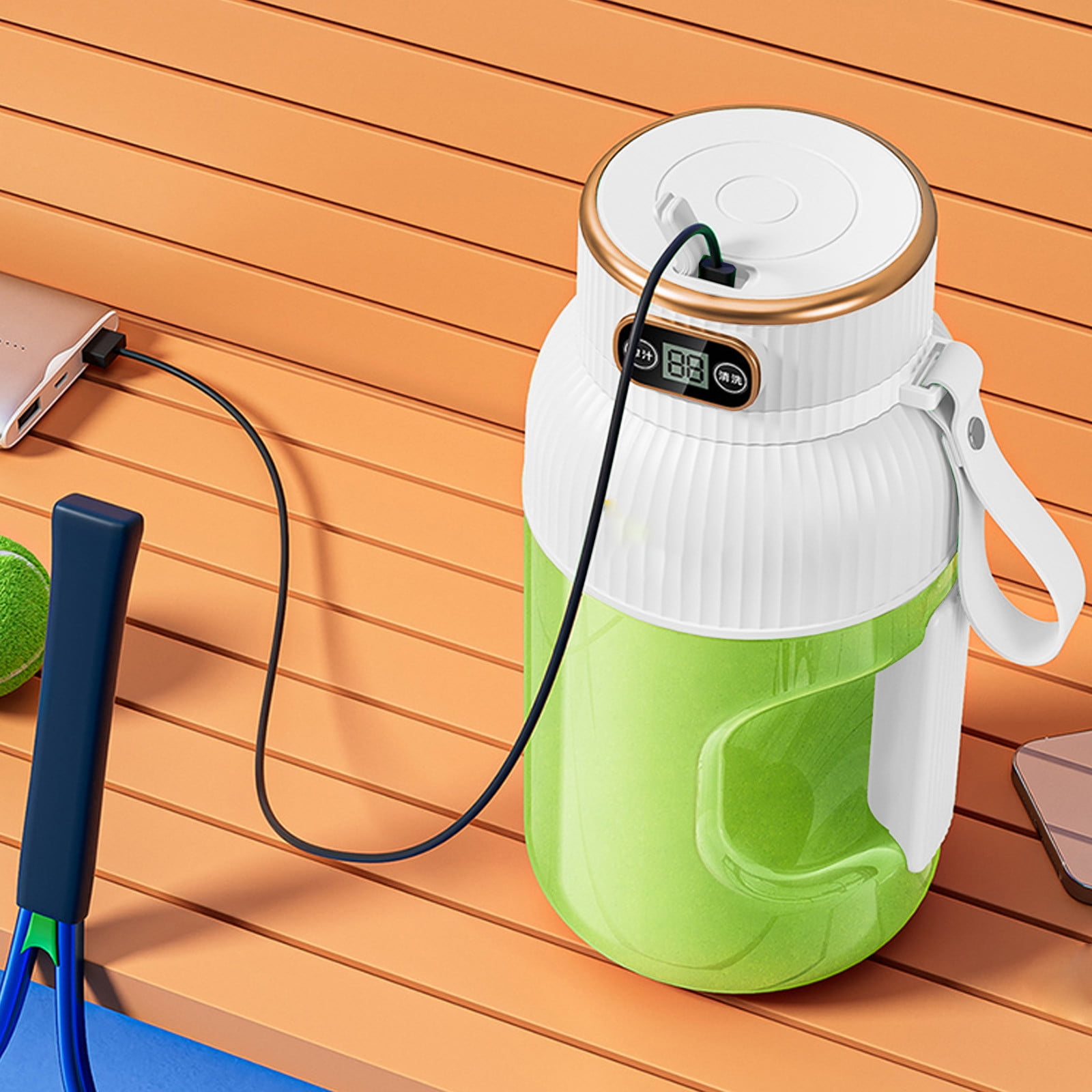Chmadoxn Juicer, Portable Sports Kettle Squish Bucket Electric Squish Machine Large Capacity Sports Kettle Multifunctional Suitable for Outdoor and Gym Use