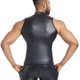 thumbnail image 5 of Chaqueta de cuero de corte ajustado con cuello alto para hombre: chaleco de cuero sintético, manga corta, diseño con cremallera, estilo motero (M-XXXXL), para salir por la noche de forma informal., 5 of 6